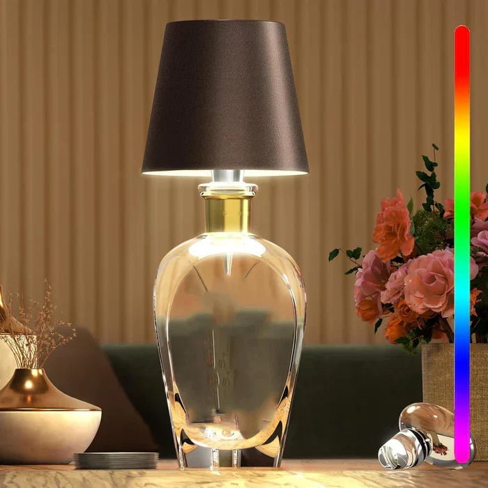 Dimmbare RGBIC LED Flaschenlampe, kabellos, tragbar, perfektes Akzentlicht.