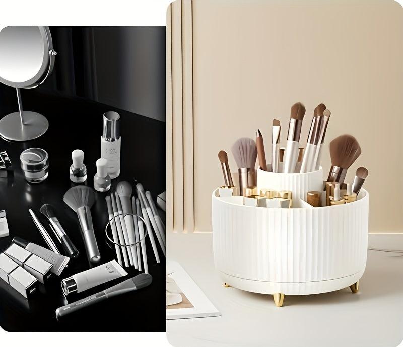 Platzsparender drehbarer Kosmetik-Organizer für Make-up, Pinsel & Pflegeprodukte. Ideal für Bad & Schminktisch.
