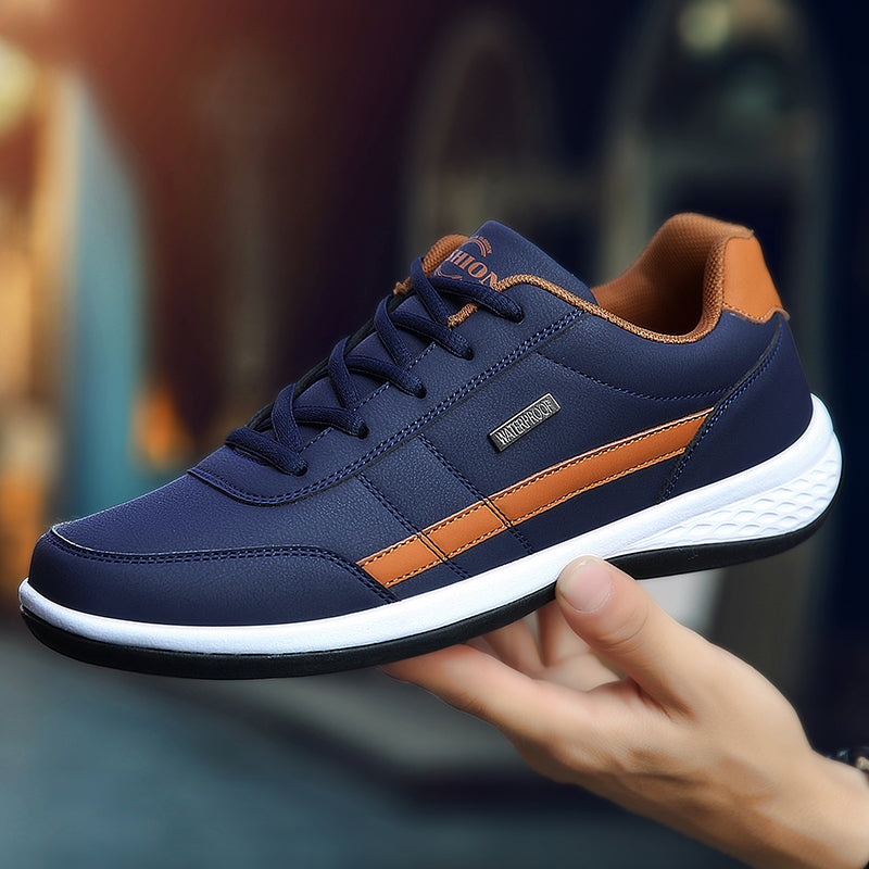 Atmungsaktive Herren Sneaker für Alltag & Sport, stilvoll und bequem, verfügbar in Schwarz, Dunkelblau, Weiß.