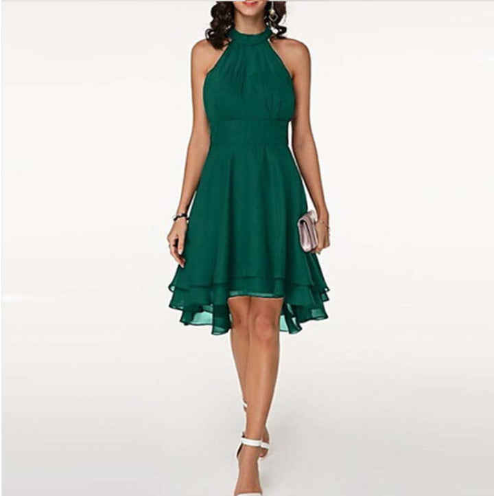 Vintello Anlasskleid für Frauen. Elegantes Neckholder-Kleid mit schickem Stufenrock, ideal als Abend- oder Partykleid.
