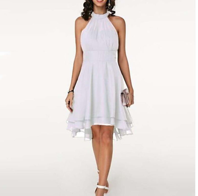 Festliches Vintello Abendkleid für Damen. Elegantes Neckholder-Partykleid mit Stufenrock für besondere Anlässe.