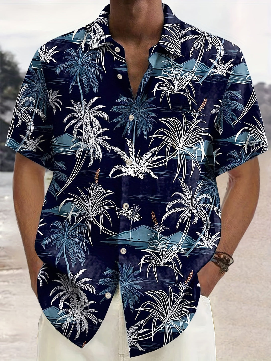 Herren Hawaii Hemd mit Palmen-Print, perfekt für Sommer, Strand & lässige Freizeit-Looks.