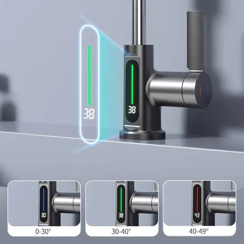 Stilvolle Mischbatterie für Küche & Bad, flexibel, mit LED-Display & praktischer Ausziehbrause.