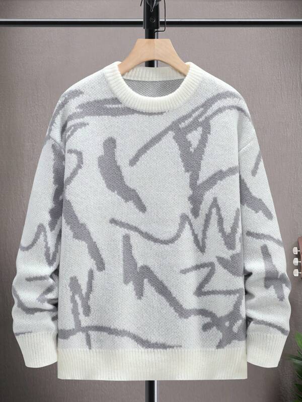 Herrenpullover Arvid mit modernem grafischem Print, lässig und bequem für Herbst/Winter.