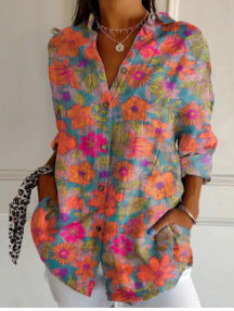 Modische Damen Printbluse mit weitem Schnitt, ideal für Komfort & Stil im Büro oder in der Freizeit.
