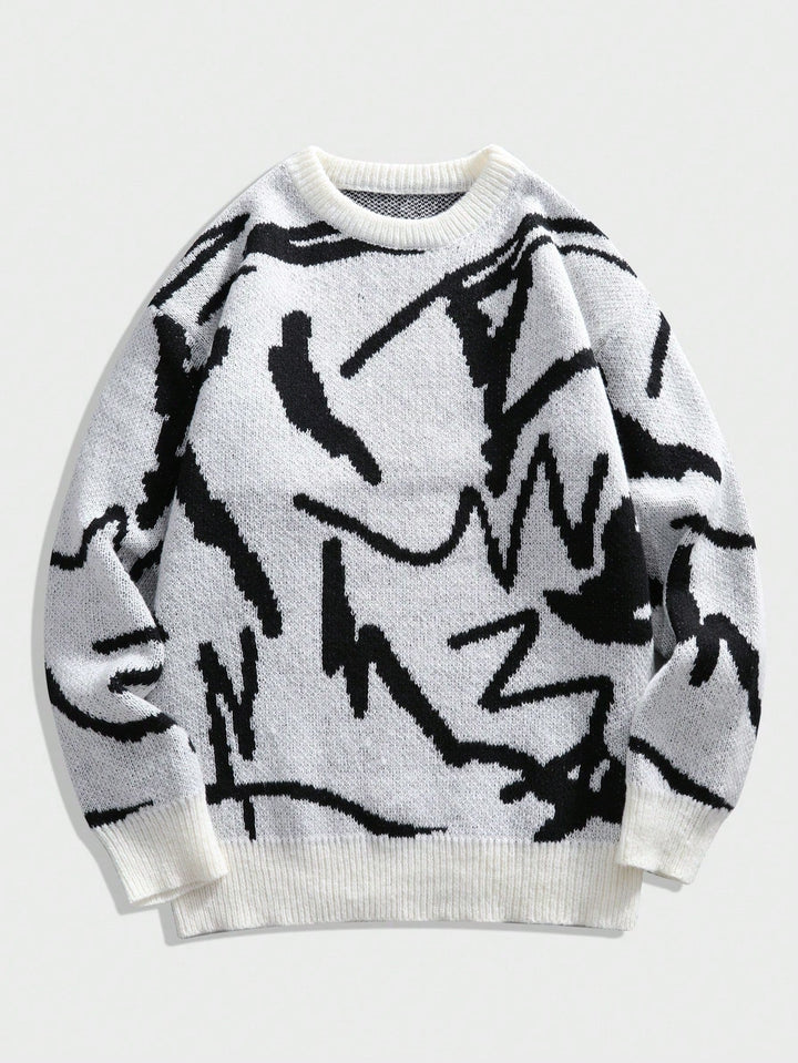 Oversize Herren-Winterpullover mit Grafikprint. Gemütlich, modern und perfekt für entspannte Herrenmode.