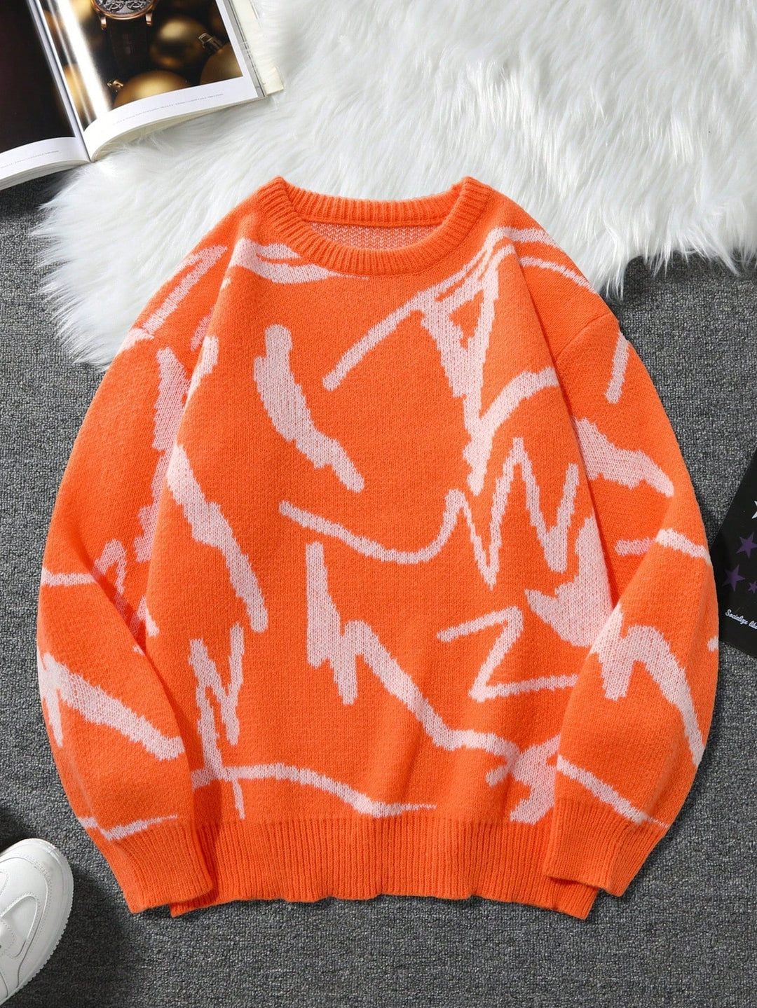 Arvid Herrenpullover, grafischer Print, bequeme Oversize-Passform, vielseitig für jede Gelegenheit.