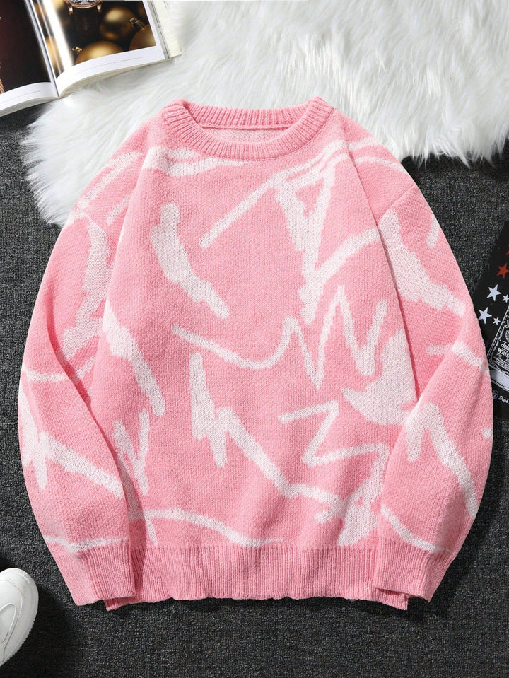 Bequemer Herren-Winterpullover mit auffälligem Print. Casual, warm und stilvoll für Herbst & Winter.