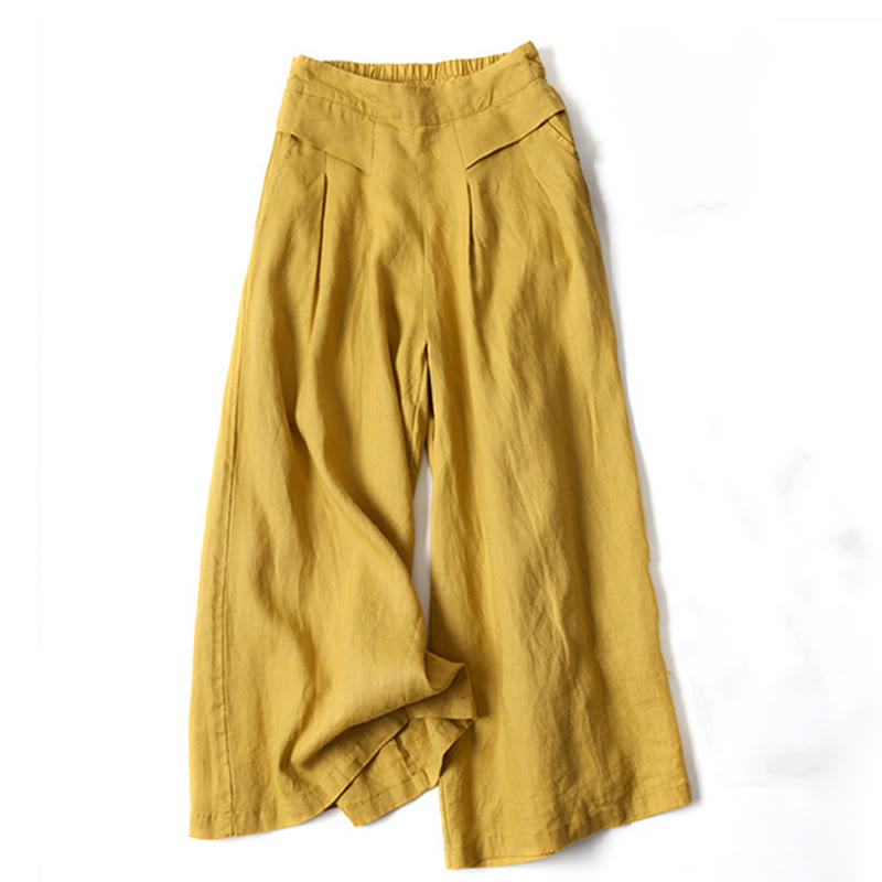 Damen Herbsthose mit weitem Bein, hoher Taille und bequemem Elastikbund. Perfekt für lässigen Komfort.