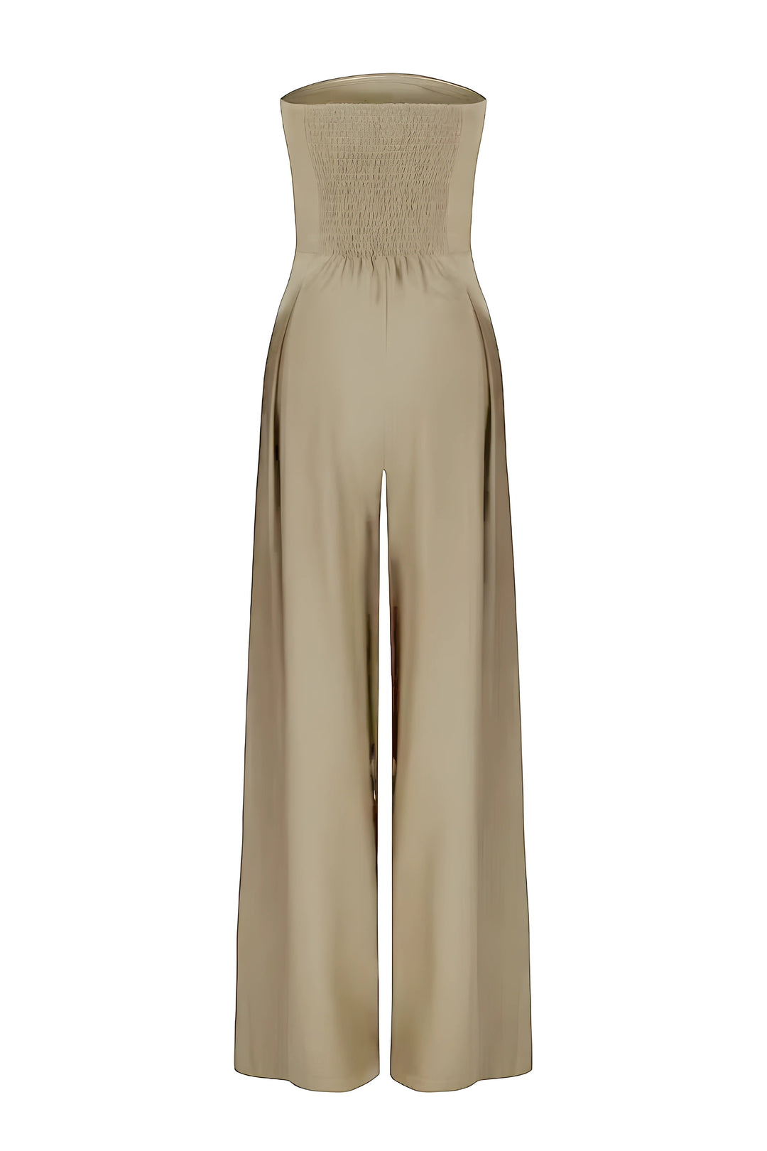 Moderner Damen Jumpsuit schulterfrei mit Corsagen-Effekt in Dunkelblau. Eleganter Look für Frauen.