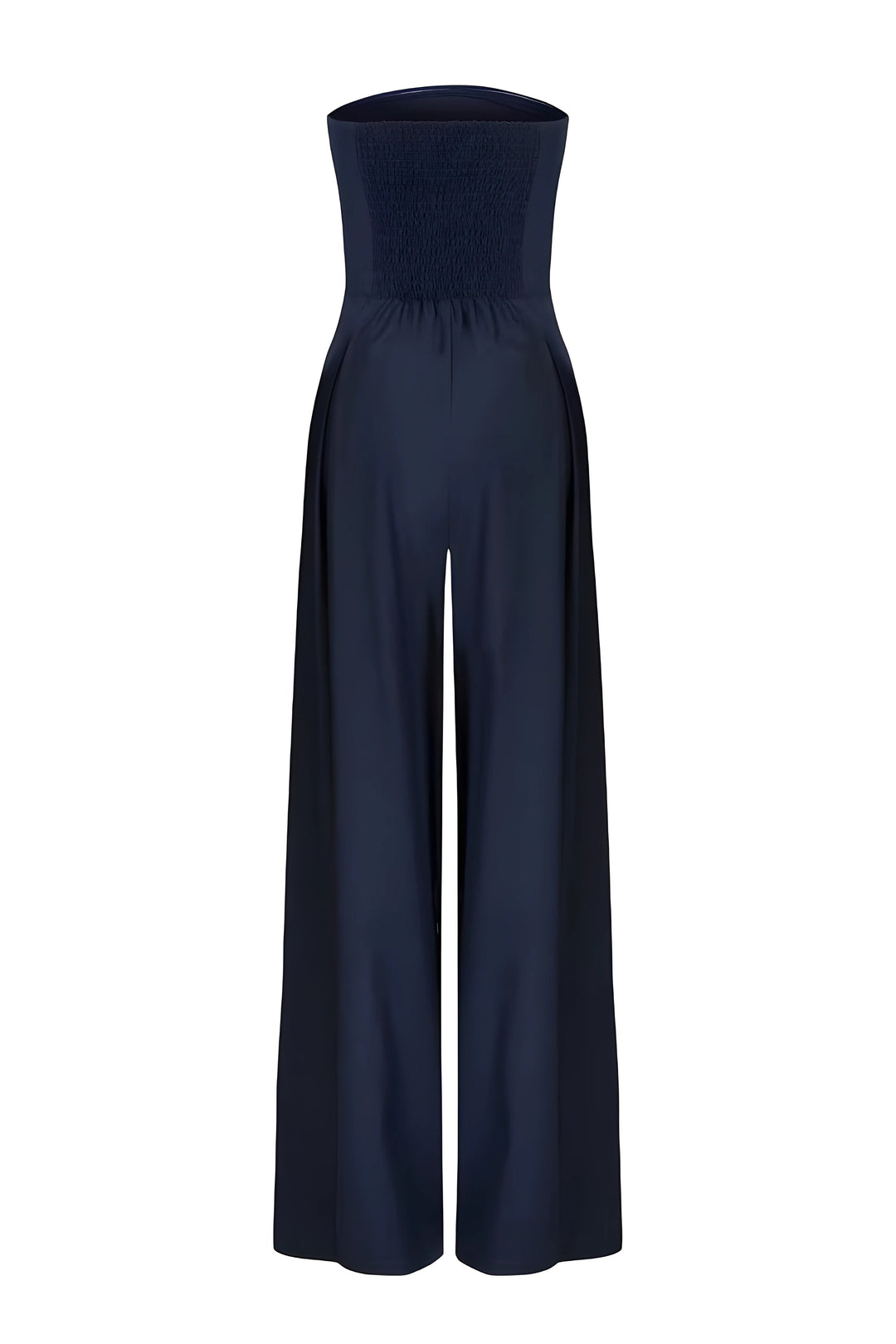 Beiger, eleganter Damen Overall schulterfrei mit Corsagen-Effekt. Modische Abendmode für Frauen.