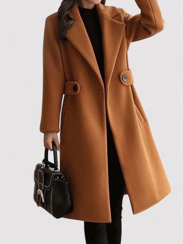 Stilvoller langer Damen Wintermantel mit Gürtel, vielseitige Oberbekleidung für elegante Winterlooks.