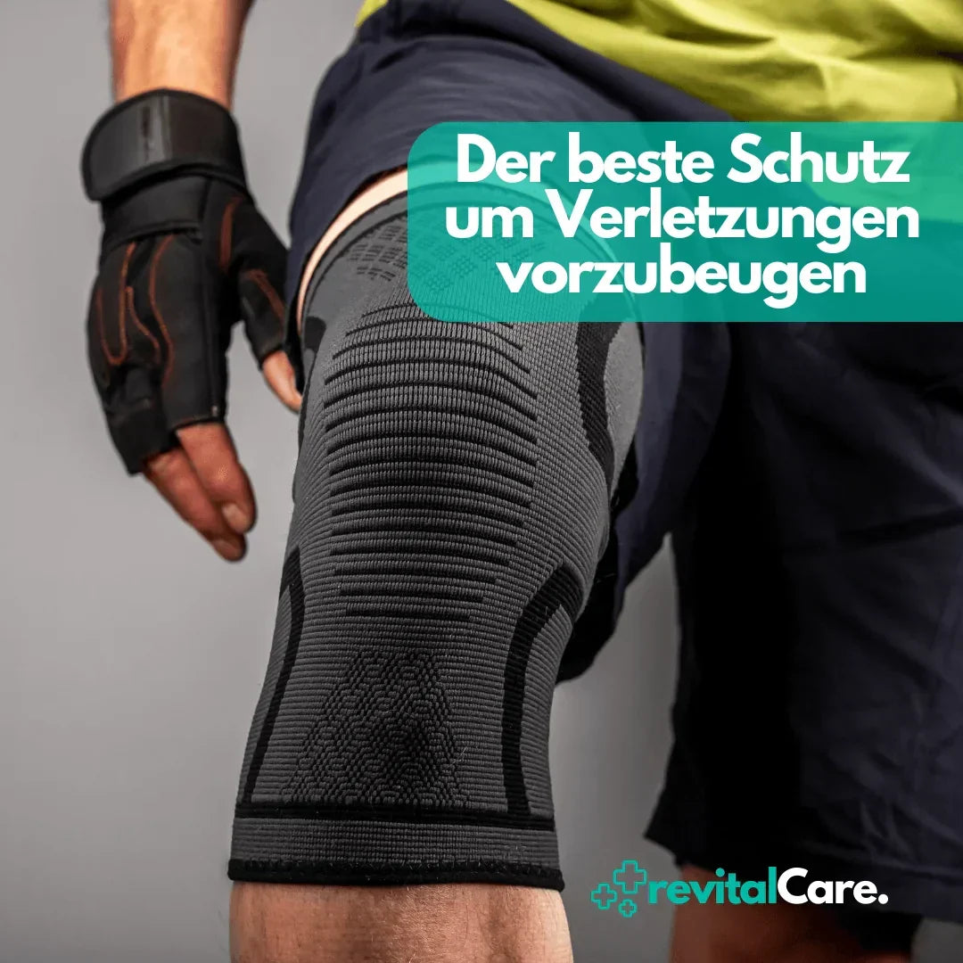 Kniebandage mit Kompressionseffekt, unterstützt die Regeneration und Leistung des Knies.
