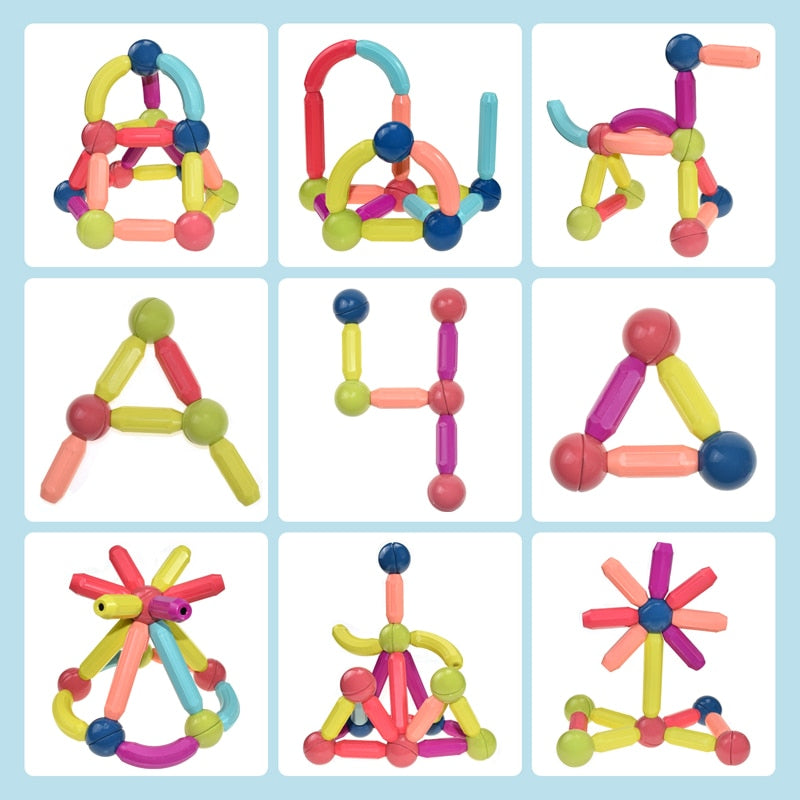 Lernspielzeug: Kinder entdecken spielerisch Geometrie und Physik mit den magnetischen Bausteinen MagnaMaster.