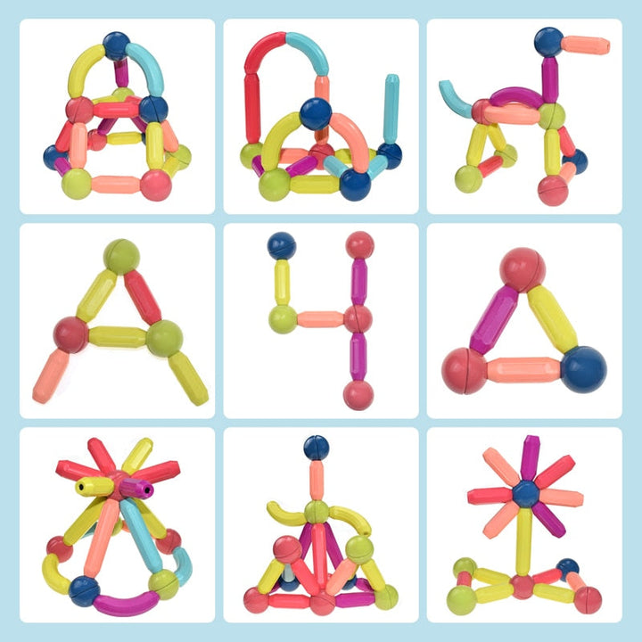 Lernspielzeug: Kinder entdecken spielerisch Geometrie und Physik mit den magnetischen Bausteinen MagnaMaster.