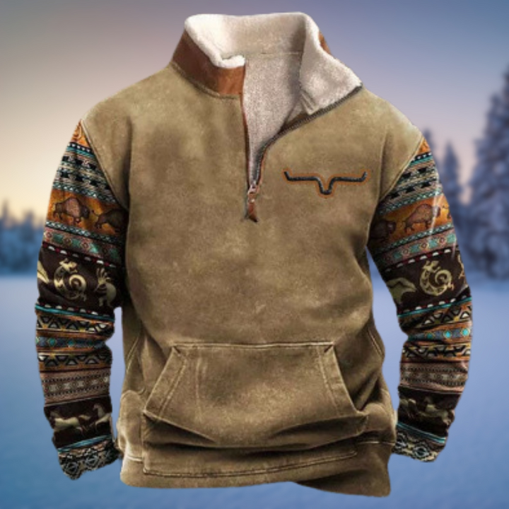 Lässiger und warmer Herren Strickpullover mit Halb-Reißverschluss, perfekt als stylisches Winter-Oberteil.