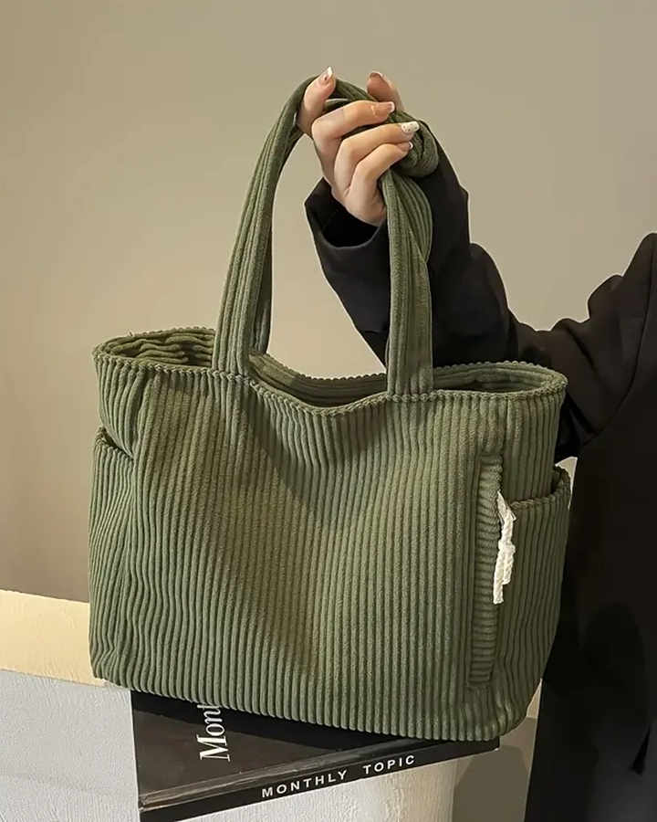 Damen Tragetasche, gerippt, mit elegantem Kordel-Detail. Perfekt als Alltagstasche & stilvolles Accessoire.