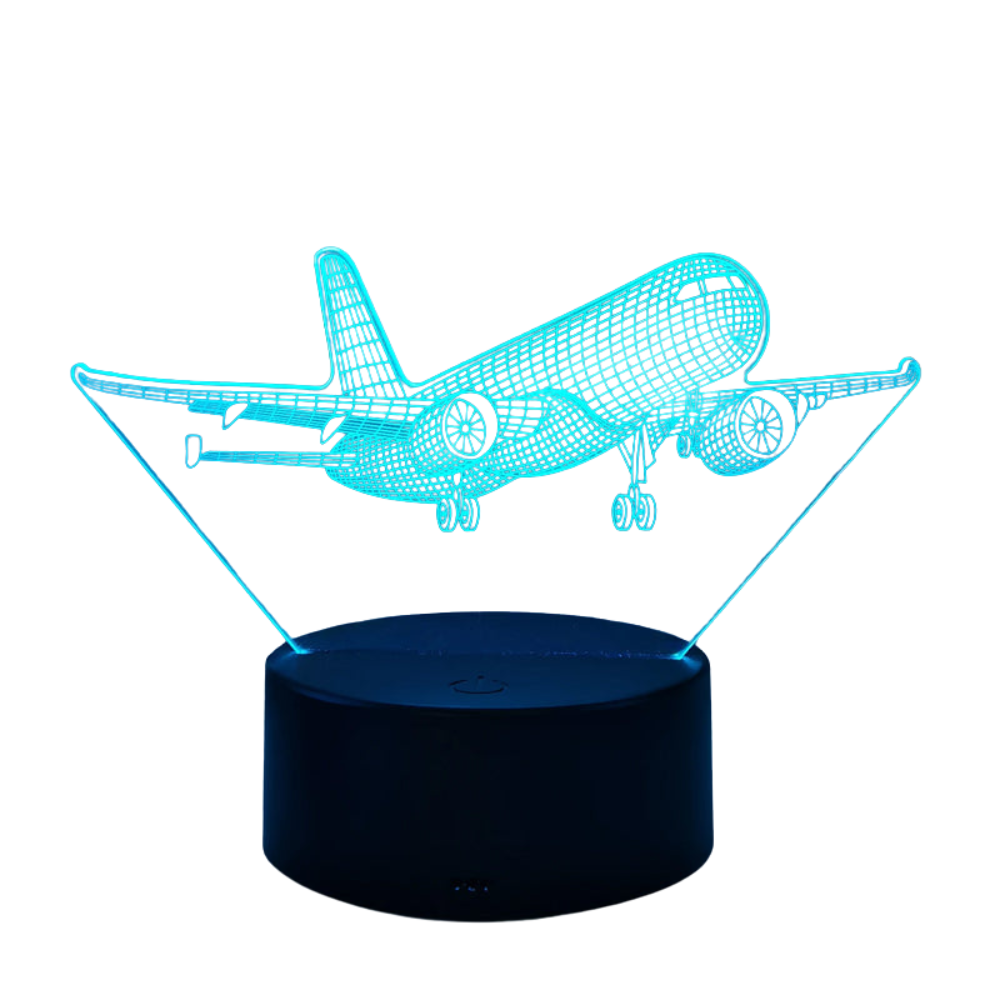 Kreatives 3D Flugzeug Nachtlicht mit LED-Lichteffekten. Tolle Beleuchtung und Deko für das Kinderzimmer.