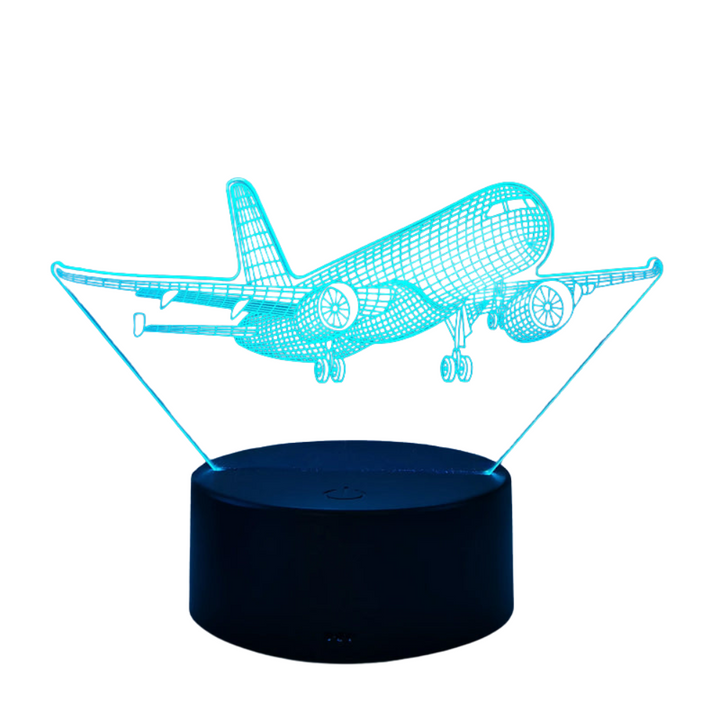 Kreatives 3D Flugzeug Nachtlicht mit LED-Lichteffekten. Tolle Beleuchtung und Deko für das Kinderzimmer.
