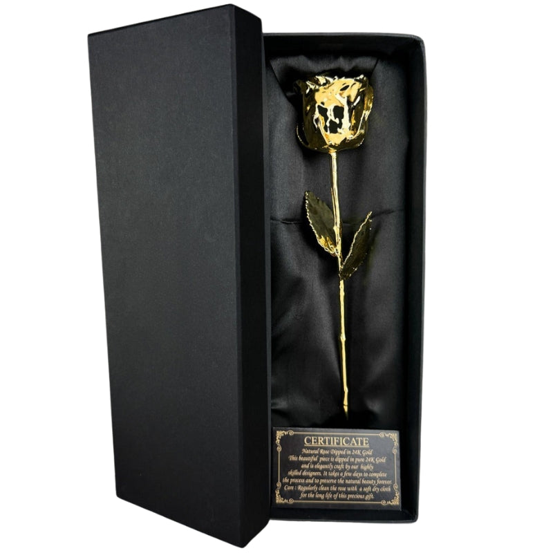 Ewige Goldrose mit luxuriöser Goldbeschichtung in edler Geschenkbox, ideal als Deko oder luxuriöses Präsent.