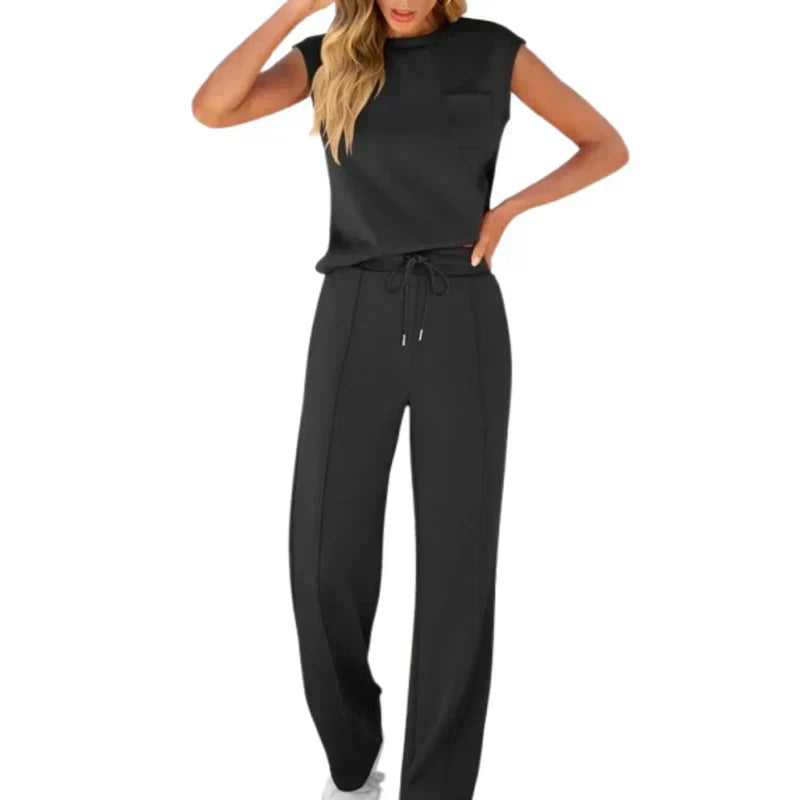 Damen Zweiteiler Alana: Ärmelloses Komfort-Set für den Sommer. Bequeme Loungewear für Freizeit und entspannte Tage.