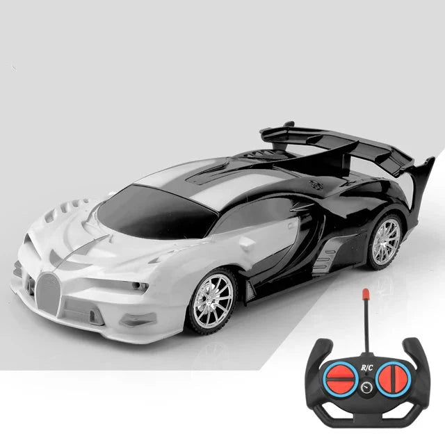 Blaues Kinder RC Rennauto mit LED-Licht. Für coole Drift-Manöver und schnellen Spaß.