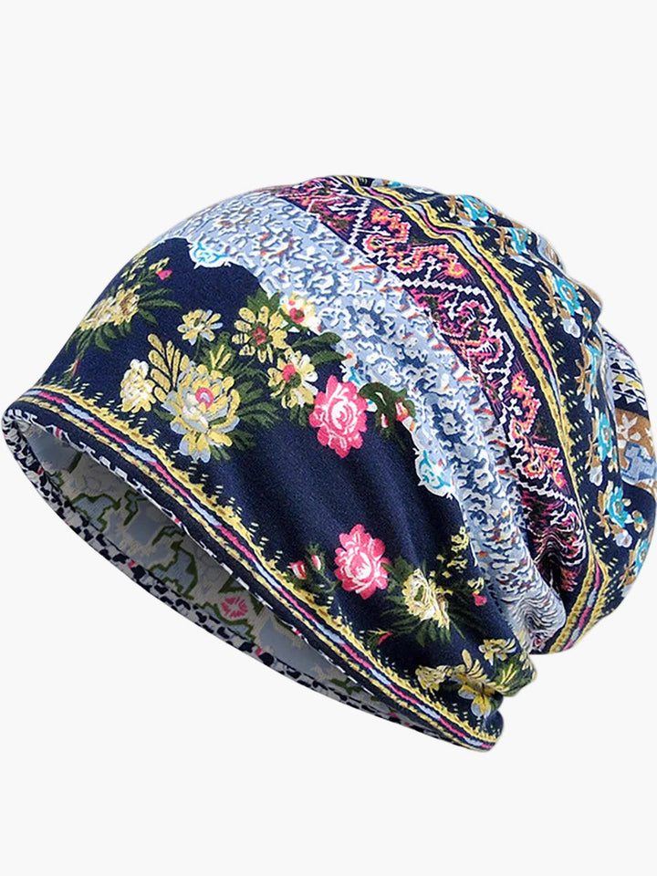 Damen Beanie Mütze mit elegantem Blumenmuster, vielseitig für Frühling, Sommer & Herbst.