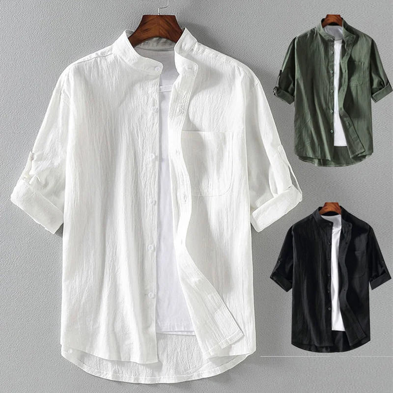 Herren Übergroßes Kragenshirt für Frühling/Sommer. Bequemes Casual Kurzarm-Hemd für Männer.