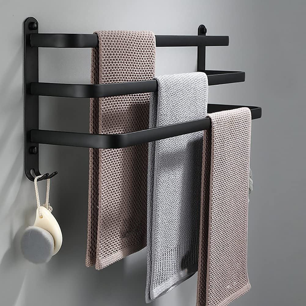 Wand Handtuchhalter aus Metall mit Haken, ideal für Badezimmer & platzsparende Aufbewahrung.