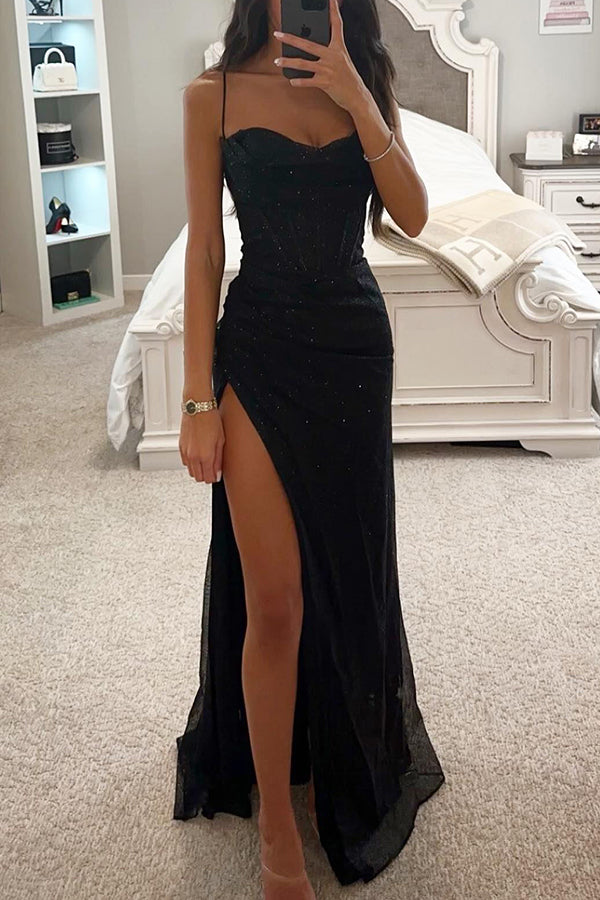 Glamouröses Pailletten Maxikleid Celeste mit figurbetontem Korsett für Damen, ideal für festliche Anlässe.