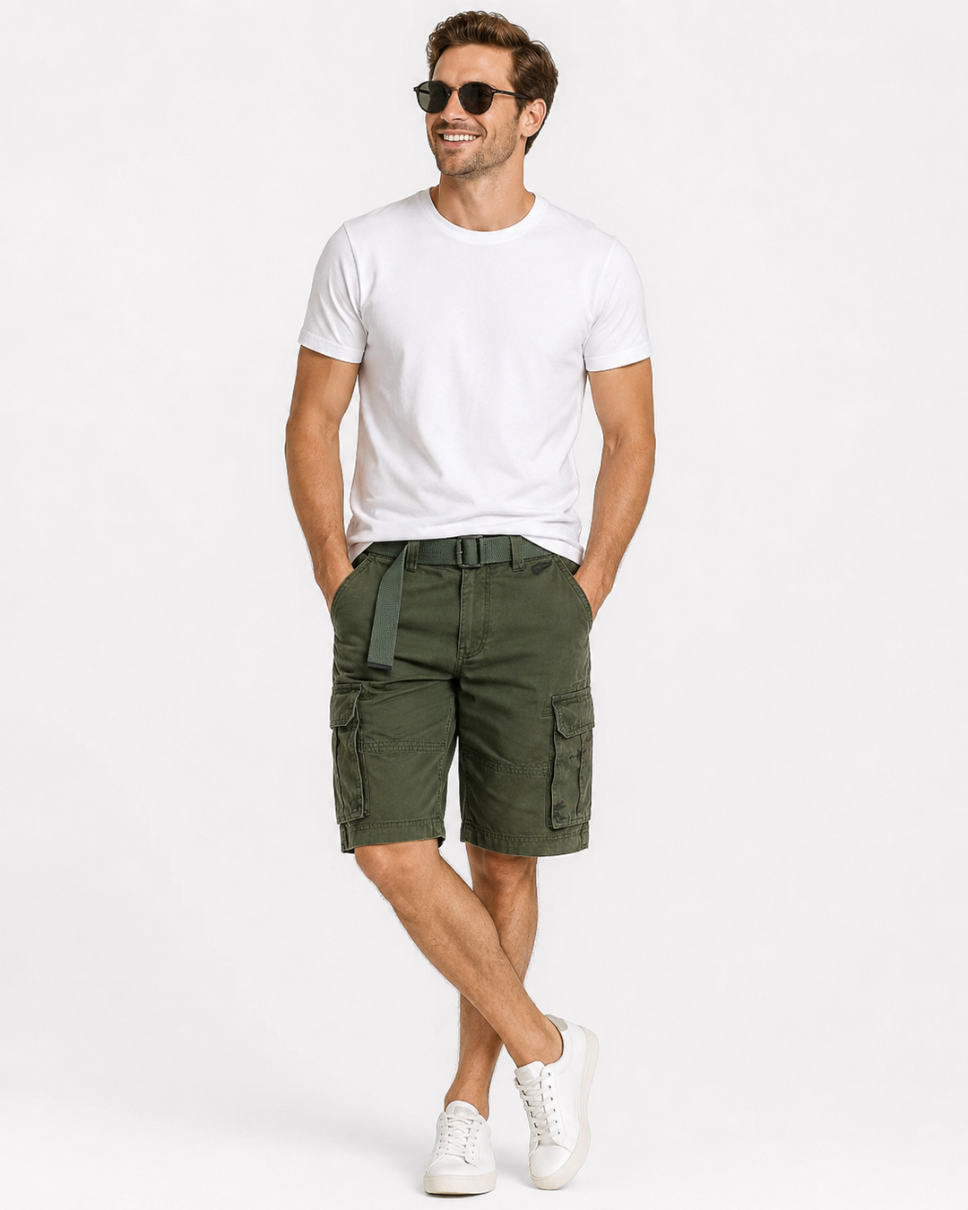 Vielseitige Herren Cargo Shorts Bermuda in Camouflage, perfekt für Freizeit, Urlaub und Sport.