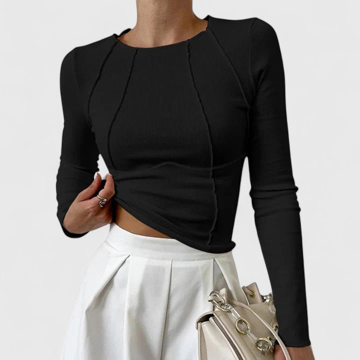 Elegantes, figurbetontes Damen Langarmshirt, lässig und schick für Alltag, Freizeit oder Büro.