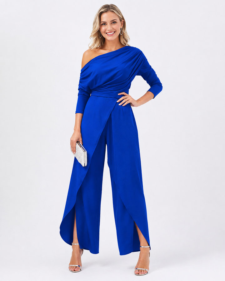 Schicker Damen Jumpsuit für Party & Abend: Asymmetrisch, schulterfrei, Langarm. Perfekt für besondere Anlässe.