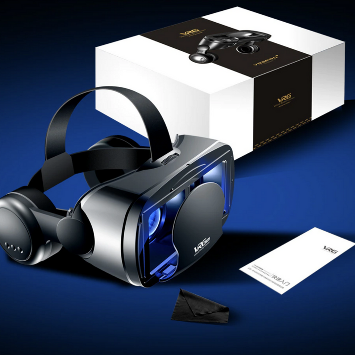 Intelligente VR-Brille mit integriertem Headset für intensives 3D-Erlebnis auf iPhone & Android Smartphones.