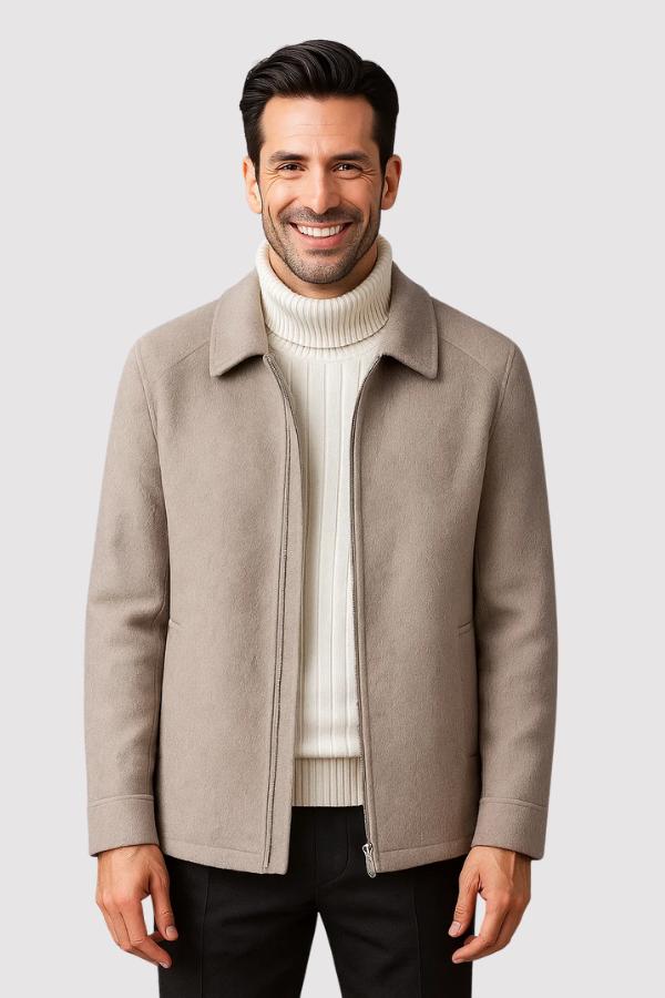 Vielseitige Herren Übergangsjacke Slim Fit mit Stehkragen. Für Business, Casual & Freizeitzwecke stilvoll tragbar.