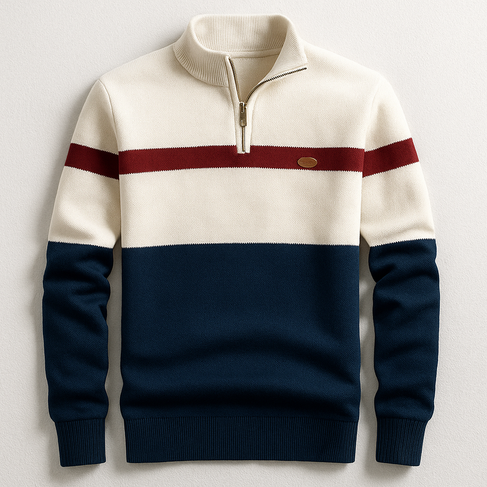 Stilvoller Herren Casual Pullover, zweifarbig mit Langarm, modern und bequem für Freizeitlooks.