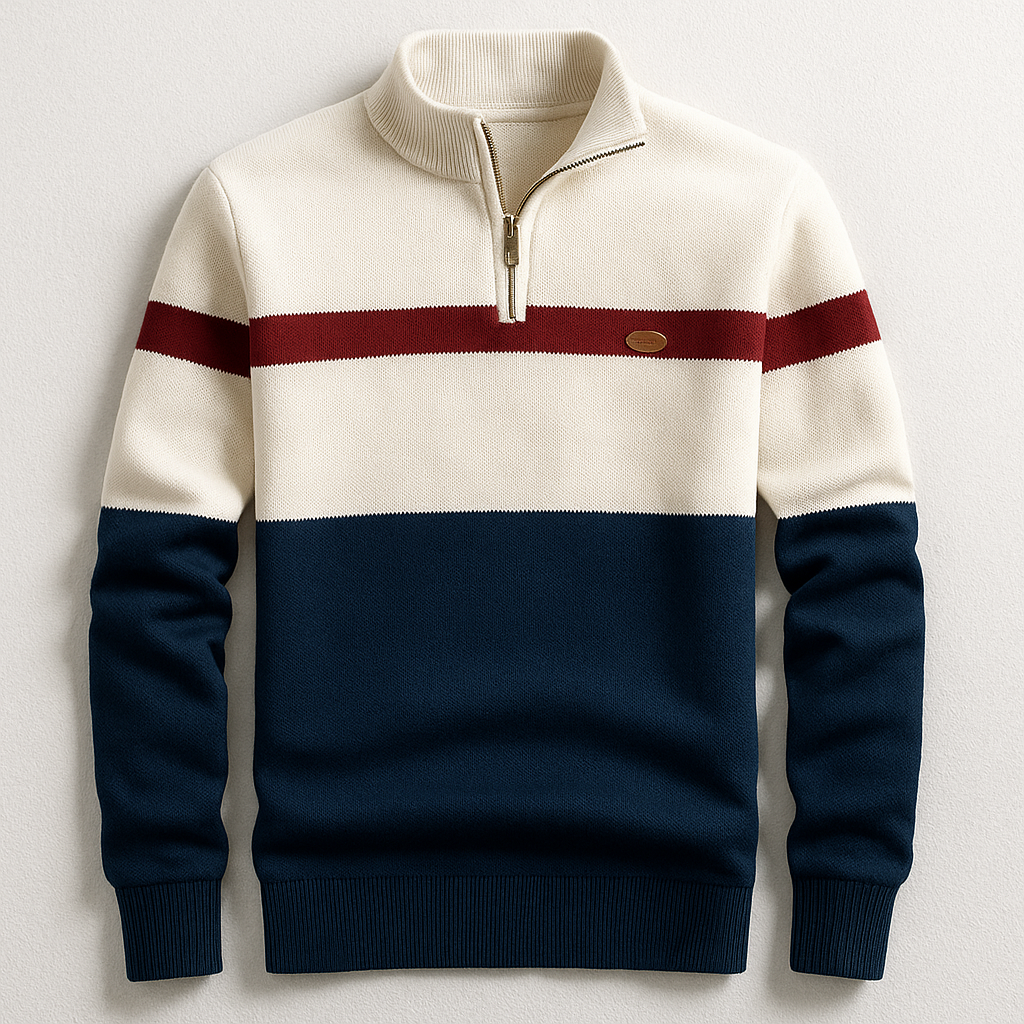 Stilvoller Herren Casual Pullover, zweifarbig mit Langarm, modern und bequem für Freizeitlooks.