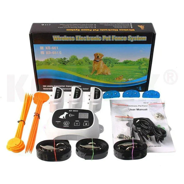 Drahtloses Hundezäunensystem HaloGuard für sicheren Freilauf im Garten, mit Trainingsfunktion.