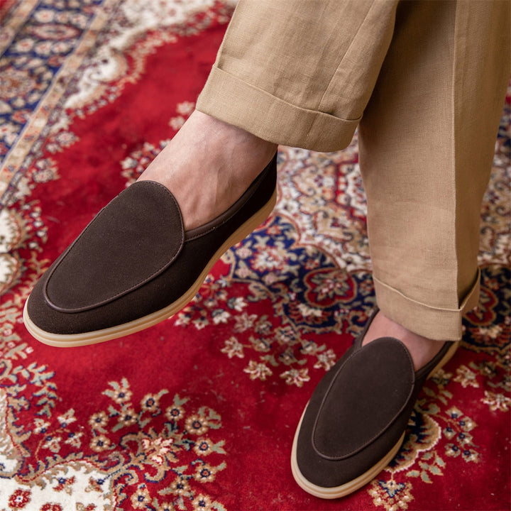 Stilvolle Belgische Loafer für Herren in Kaffeebraun, perfekt für elegante Anlässe.