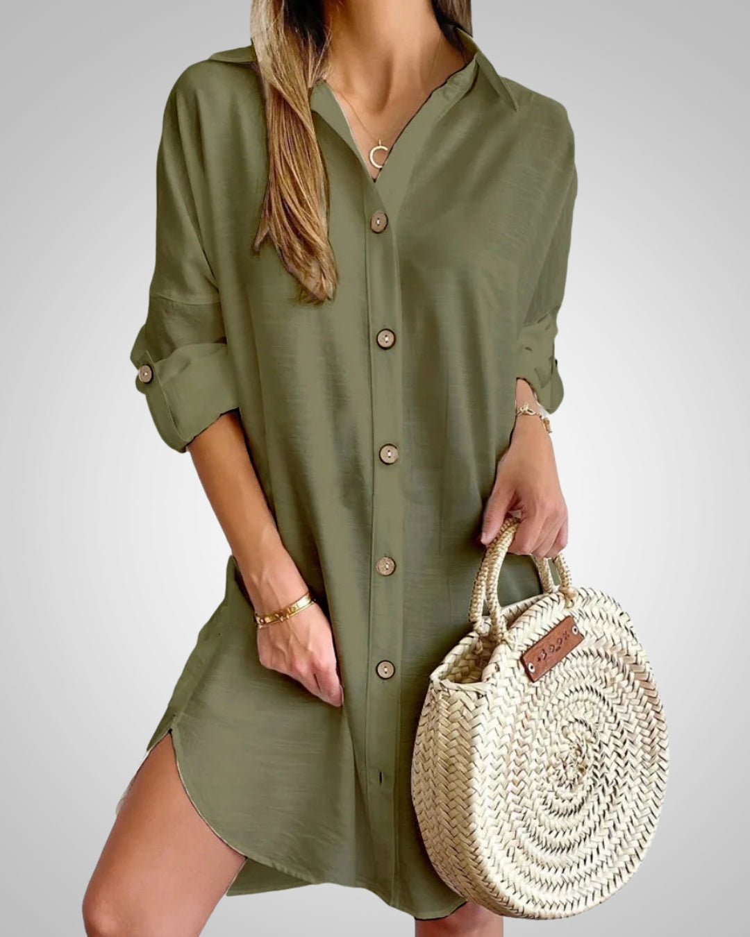 Stilvolles Damen Sommerkleid. Kurzes Hemdkleid mit Knopfleiste, elegant und locker für Freizeit & Anlässe.
