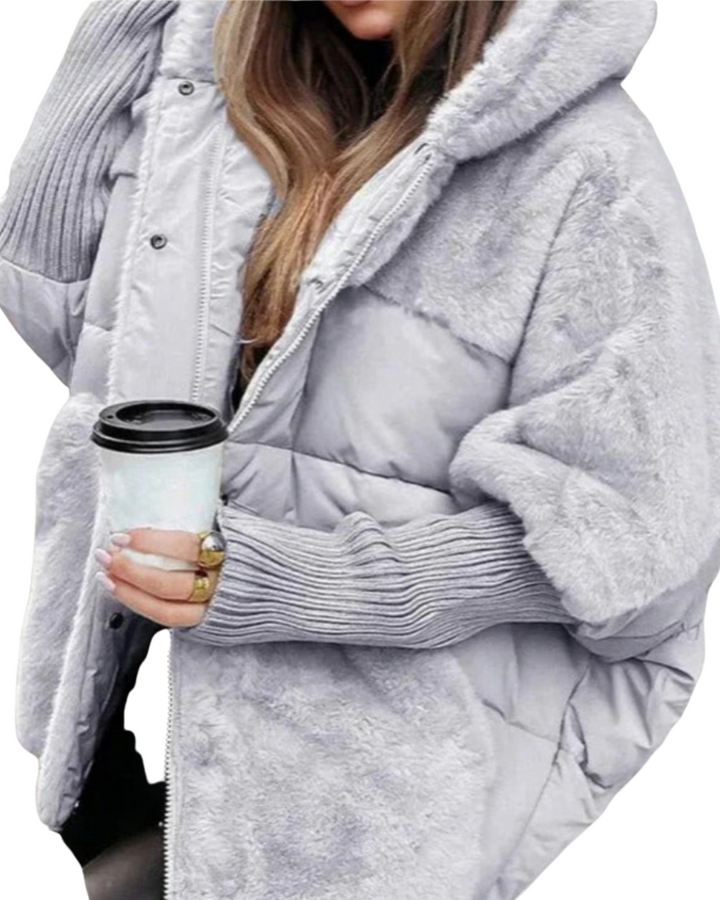 Elegante Damen Winterjacke mit Kapuze, Reißverschluss & Taschen, praktisch für jeden Tag.