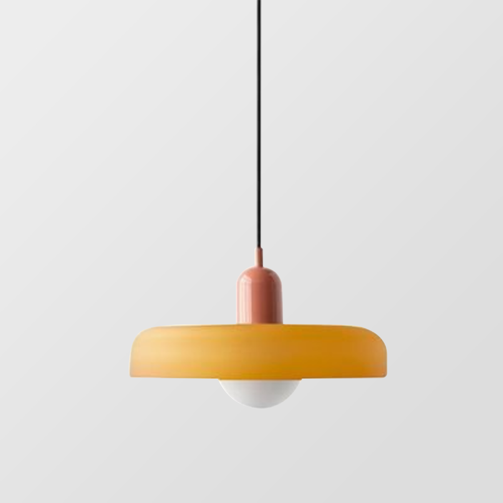 Dekorative Buntglas Pendelleuchte, farbenfroh. Moderne Glaslampe für Esszimmer.