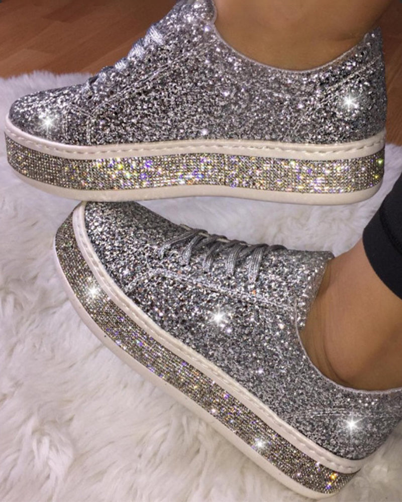 Damen Plateau-Glitzer Sneakers Sienna, modisch, bequem & glamourös für den Alltag.