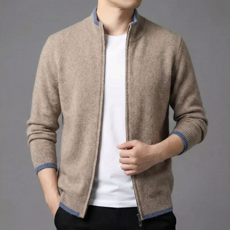 Moderner Herren Zip-Pullover, Slim Fit, Langarm, ideal für einen stylischen Look im Alltag & zum Layering.