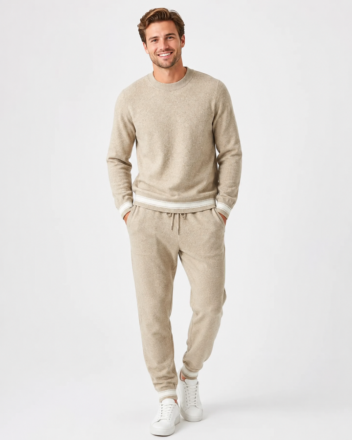 Gestreifter Herren Zweiteiler-Set, lässiger Trainingsanzug für Komfort & Stil. Perfekt für den Alltag.