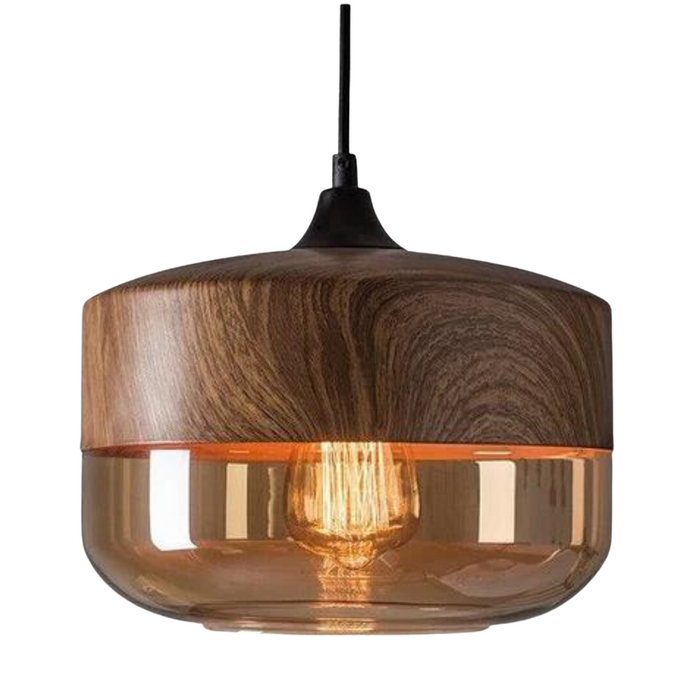 NordLuna Holz-Deckenleuchte, skandinavisches Design, höhenverstellbar, warmes Licht für Innenbeleuchtung.