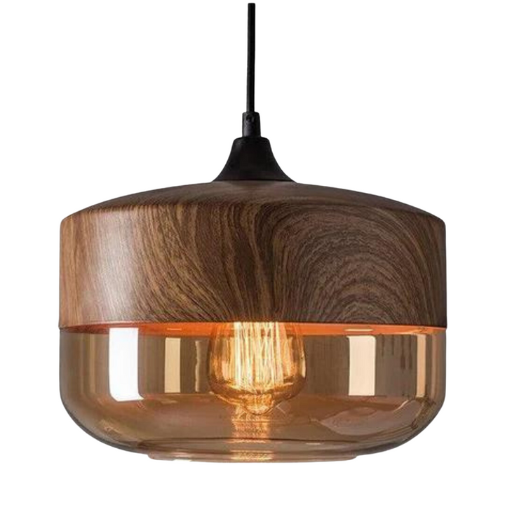 NordLuna Holz-Deckenleuchte, skandinavisches Design, höhenverstellbar, warmes Licht für Innenbeleuchtung.