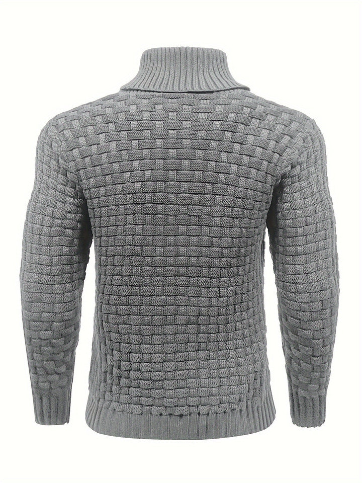 Gemütlicher Herren Winterpullover. Schalkragen, Waffelstruktur, perfekt für Zuhause oder Büro.
