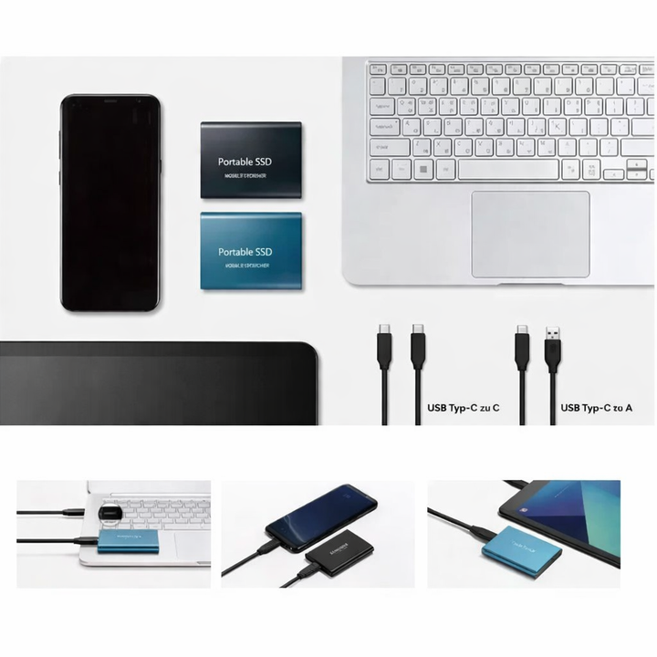 Externe 2TB SSD mit Aluminium Gehäuse. Ultraschneller, tragbarer Speicher für Laptop & PC.