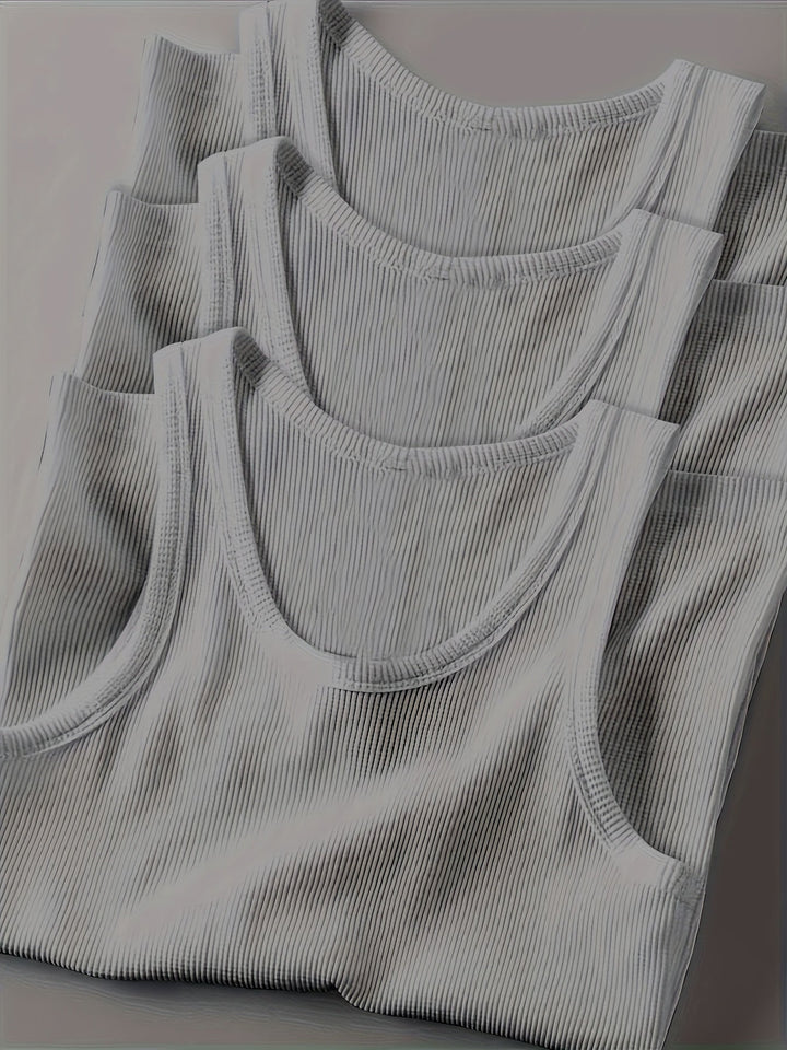 Modernes Herren Tanktop Set mit Rippstruktur, klassisch geschnitten, perfekte Sport-Activewear.